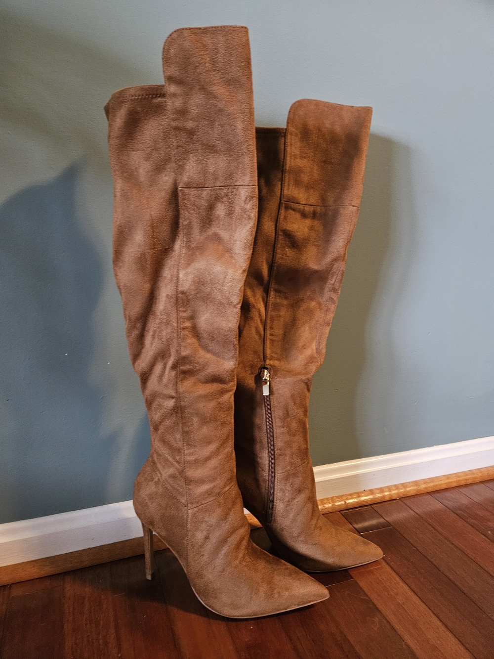 Women's Nine West Over-the-Knee Pointed-Toe High Heel Boots - Brown